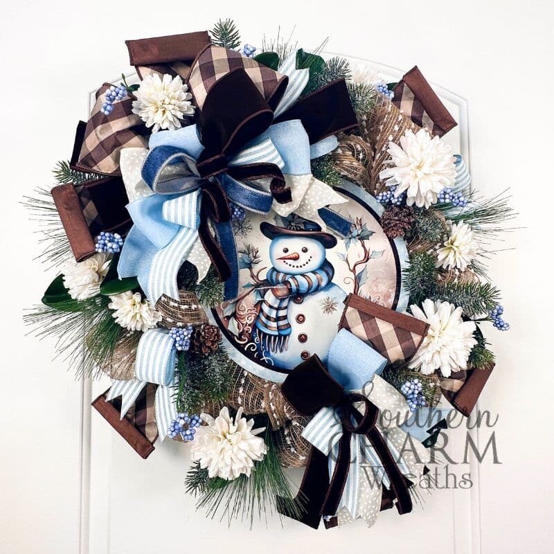 Blog - Winter Snowman Deco Mesh Wreath