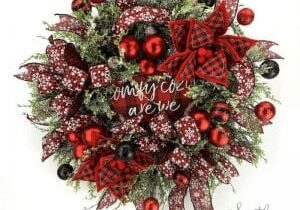 Blog_39_Black Red Buffalo Plaid Poinsettia Christmas Wreath