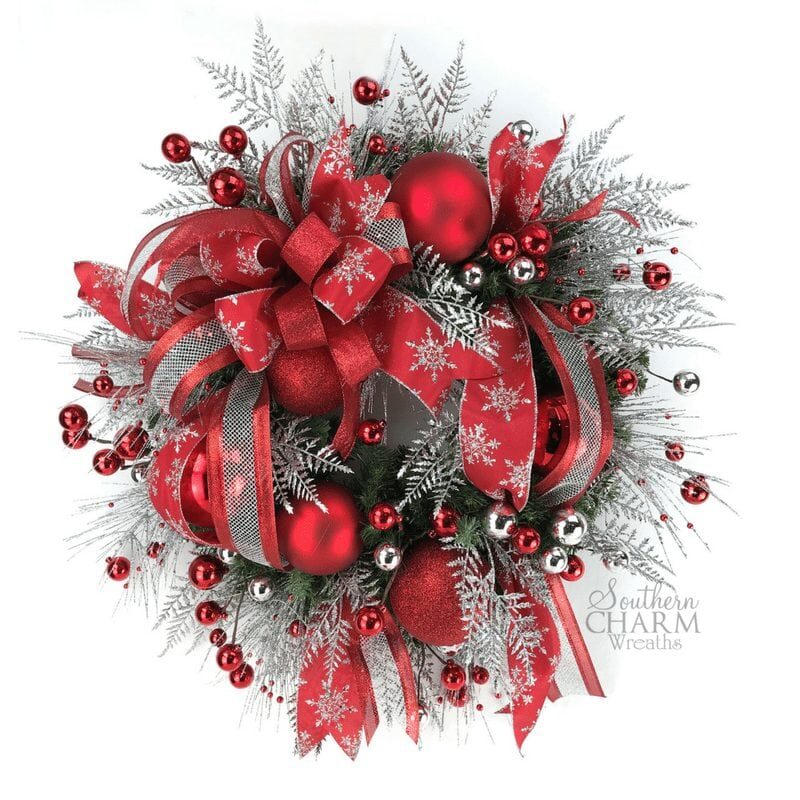Christmas-Red-Silver-Whimsical-Wreath