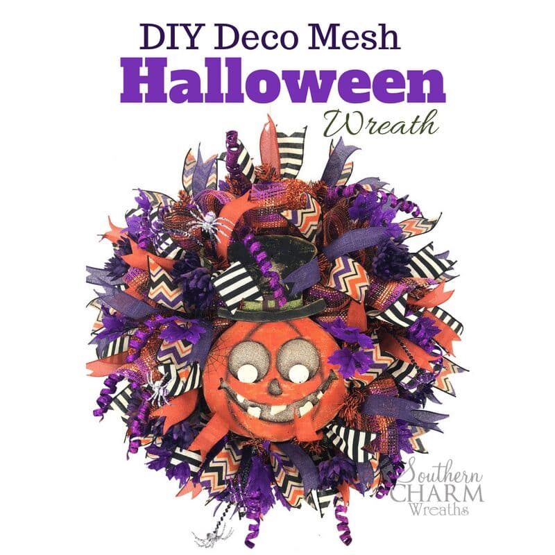 Deco Mesh Wreath with halloween sign