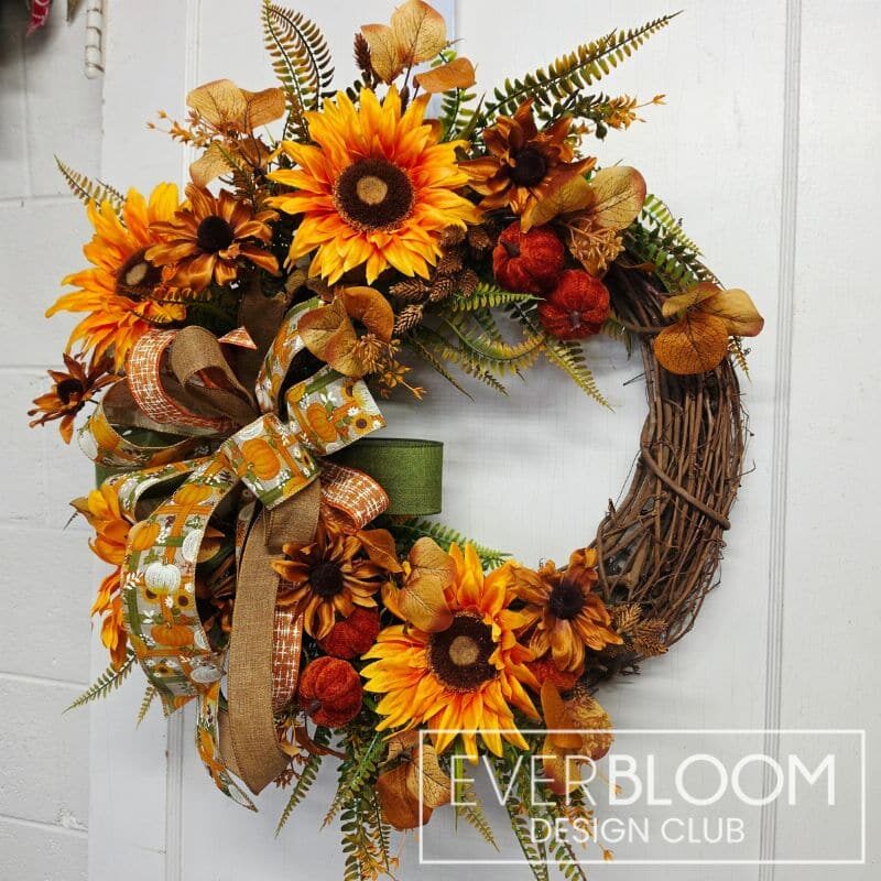 Everbloom - Autumn Sunflower Grapevine Wreath