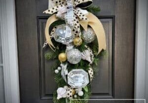 Everbloom - Black & Gold Bejeweled Teardrop Swag