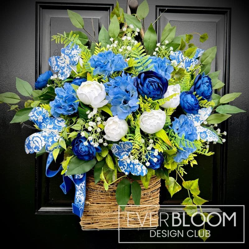 Everbloom - Blue Hydrangea Summer Door Basket