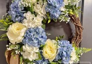 Everbloom - Blue & Yellow Spring Hydrangea Wreath