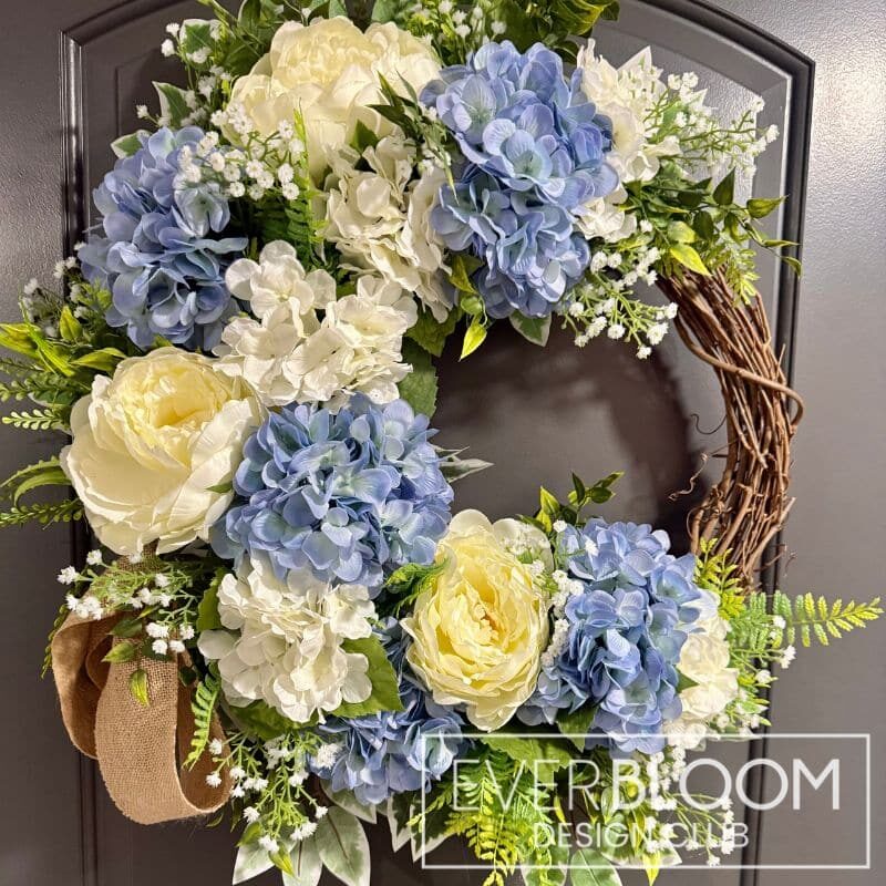 Everbloom - Blue & Yellow Spring Hydrangea Wreath