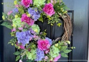 Everbloom - Bright Lavender and Pink Spring Grapevine Wreath