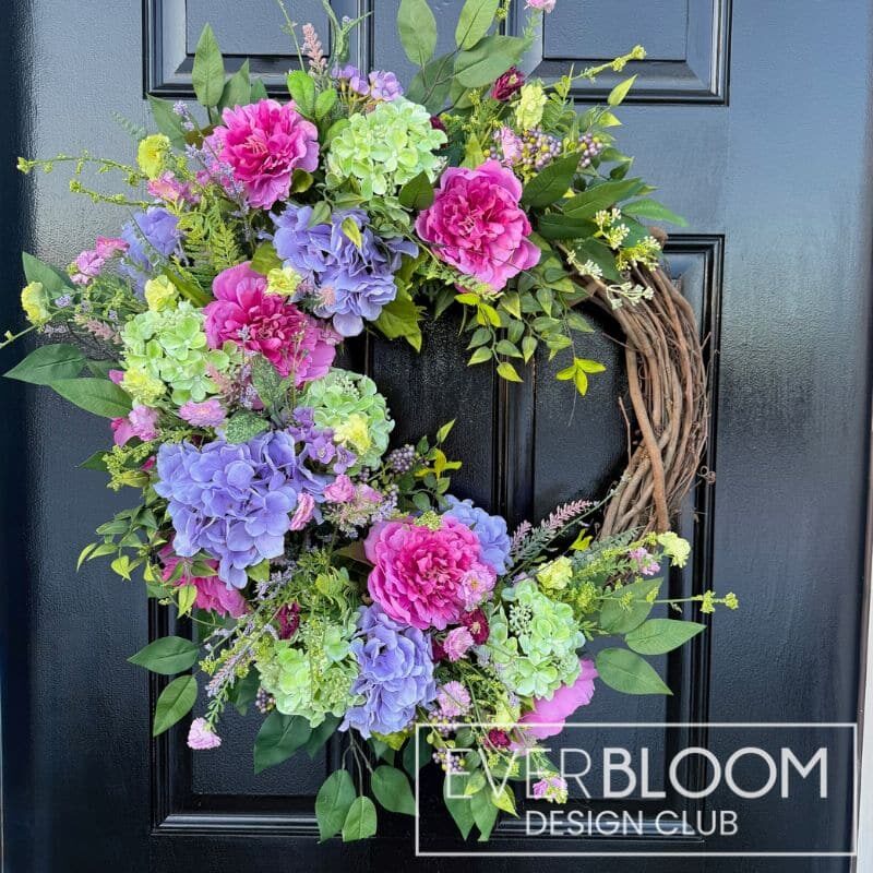 Everbloom - Bright Lavender and Pink Spring Grapevine Wreath