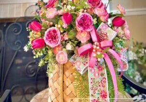 Everbloom - Bright Pink Spring Basket Arrangement