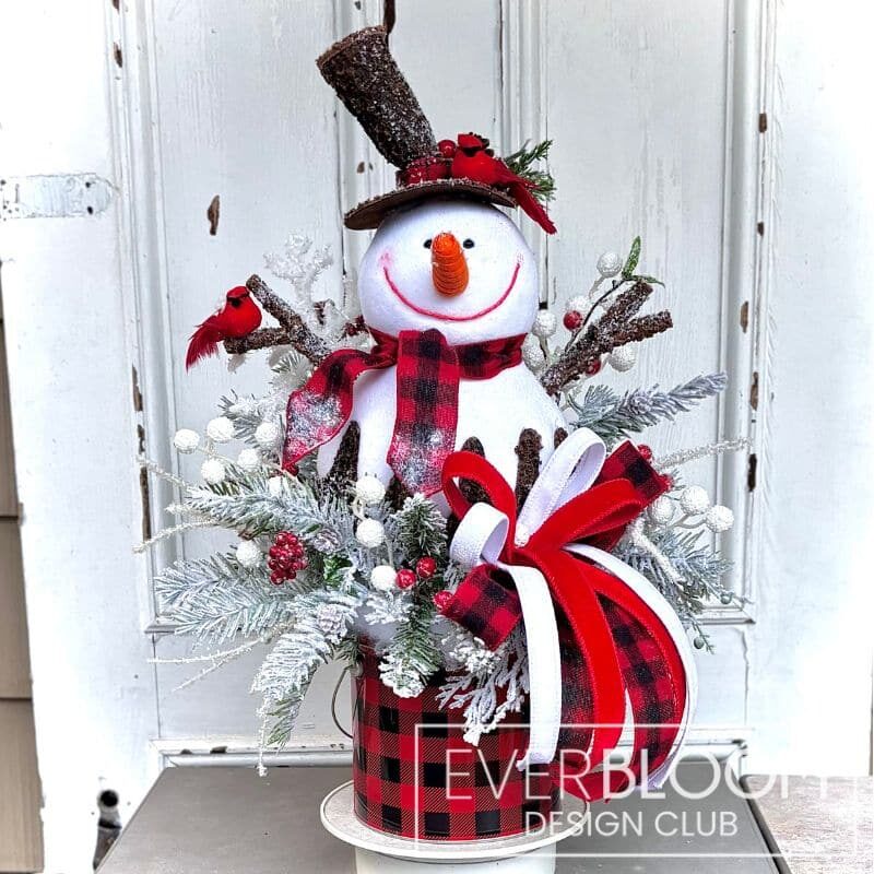 Everbloom - Buffalo Check Snowman Arrangement