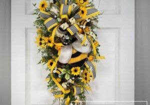 Everbloom - Bumble Bee Sunshine Teardrop Swag Wreath