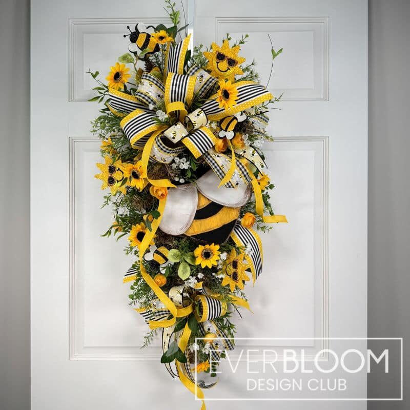 Everbloom - Bumble Bee Sunshine Teardrop Swag Wreath