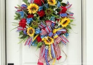 Everbloom - Compact Country Patriotic Sunflower Geranium Wreath