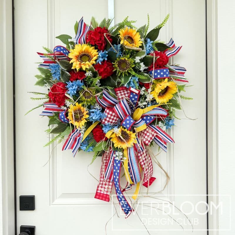Everbloom - Compact Country Patriotic Sunflower Geranium Wreath