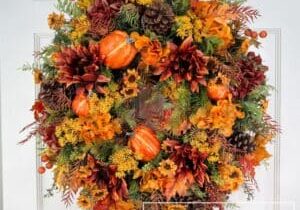 Everbloom - Compact Fall Pumpkin Hydrangea Sunflower Wreath