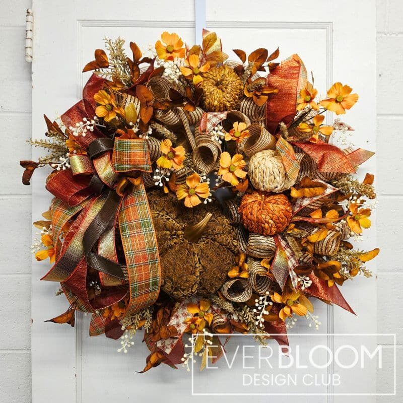 Everbloom - Deco Mesh Pumpkin Patch Fall Wreath