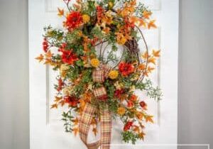 Everbloom - Fall Daisy Maple Leaf Divided Grapevine Wreath