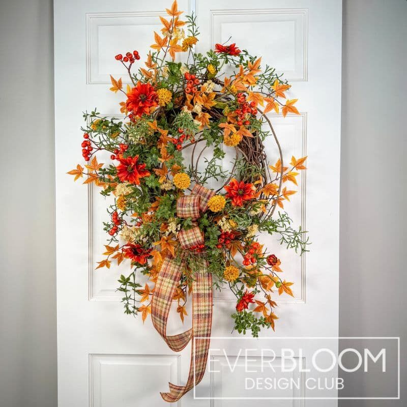 Everbloom - Fall Daisy Maple Leaf Divided Grapevine Wreath