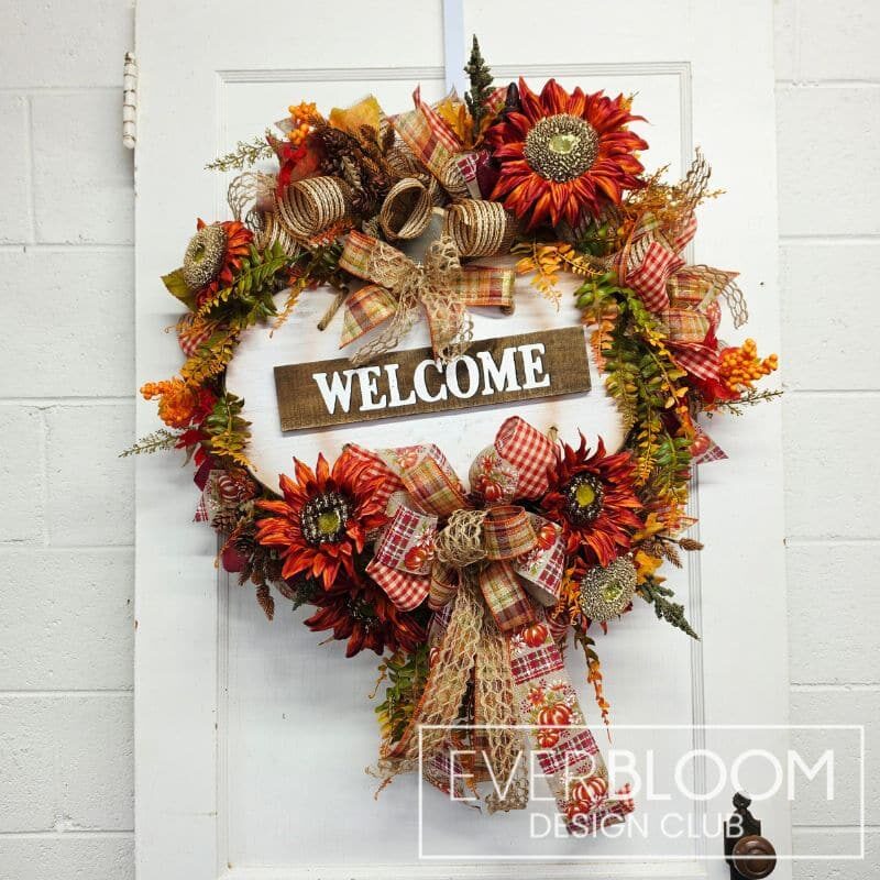Everbloom - Fall Pumpkin Deco Mesh Welcome Wreath