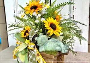 Everbloom - Frog Sunflower Stool Arrangement