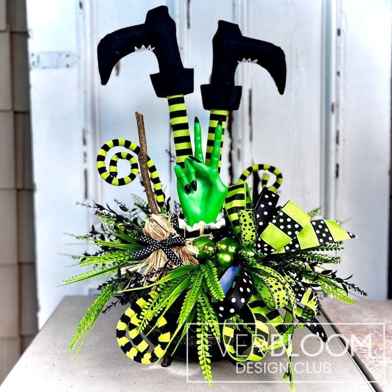 Everbloom - Halloween Witch Legs Cauldron Centerpiece