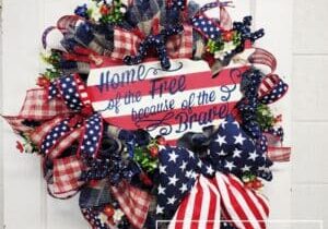 Everbloom - Home of the Free Deco Mesh Patriotic Wreath