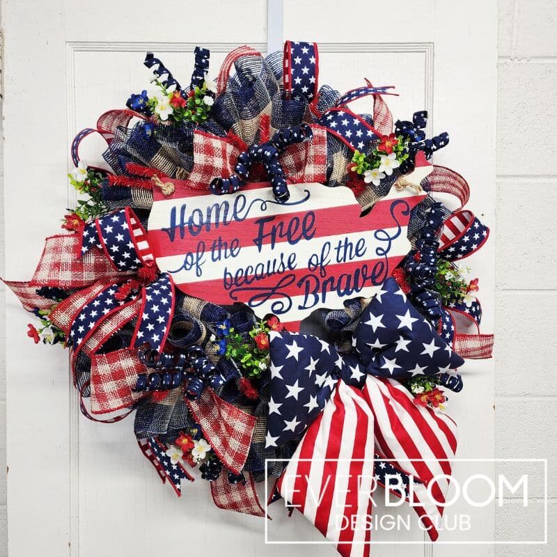 Everbloom - Home of the Free Deco Mesh Patriotic Wreath
