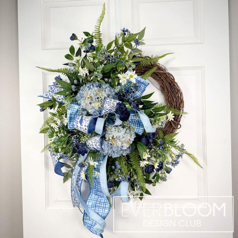 Everbloom - Large Blue Flower Hydrangea Wreath