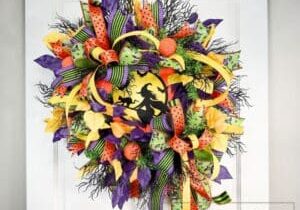 Everbloom - Lime Green Tinsel Halloween Witch Wreath
