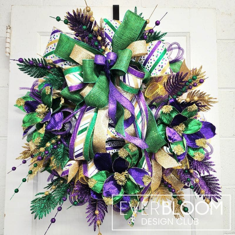 Everbloom - Mardi Gras Deco Mesh Wreath