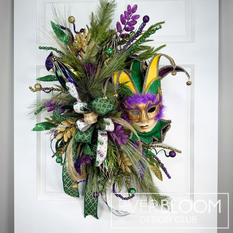 Everbloom - Mardi Gras Jester Grapevine Wreath