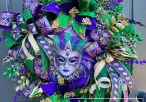 Everbloom - Mardi Gras Jester Mask Wreath