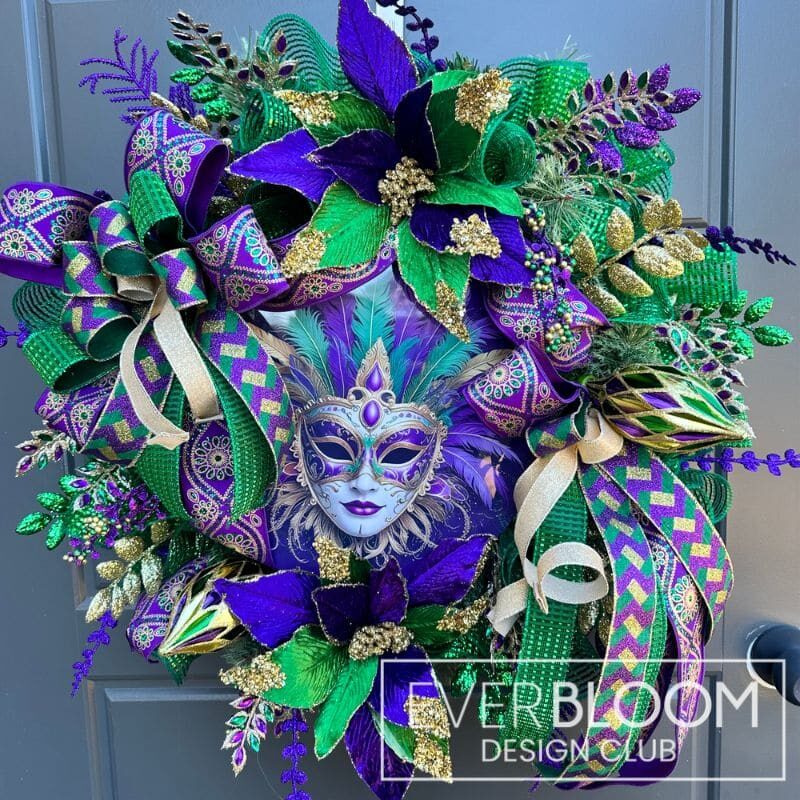 Everbloom - Mardi Gras Jester Mask Wreath
