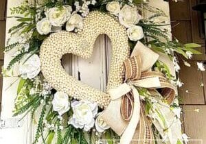 Everbloom - Neutral Valentine's Day Heart Pearl Wreath