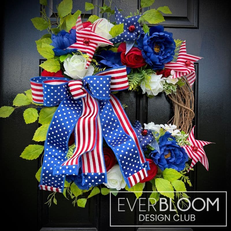 Everbloom - Patriotic Peony Grapevine Wreath