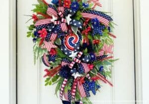 Everbloom - Patriotic Stars & Stripes Lollipop Grapevine Wreath