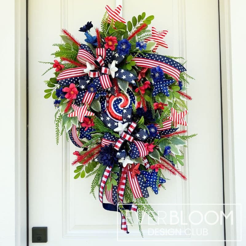 Everbloom - Patriotic Stars & Stripes Lollipop Grapevine Wreath