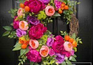 Everbloom - Pink & Orange Peony Summer Grapevine Wreath