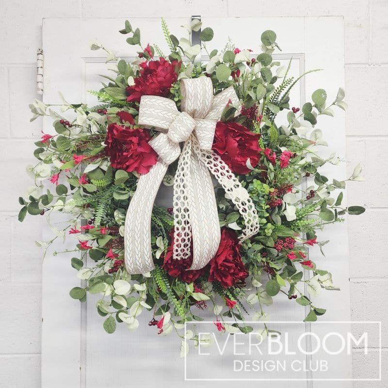 Everbloom - Red Peony & Eucalyptus Wreath