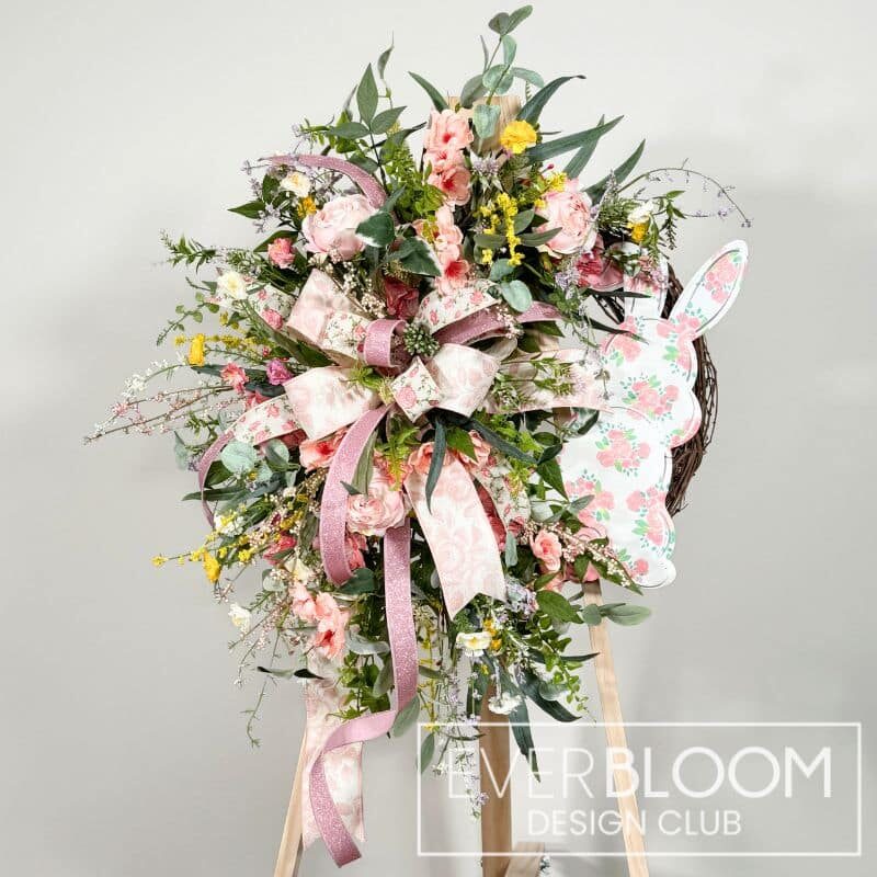 Everbloom - Rose Bunny Sign Easter Wreath