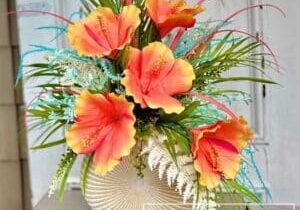 Everbloom - Seashell Hibiscus Tropical Arrangement