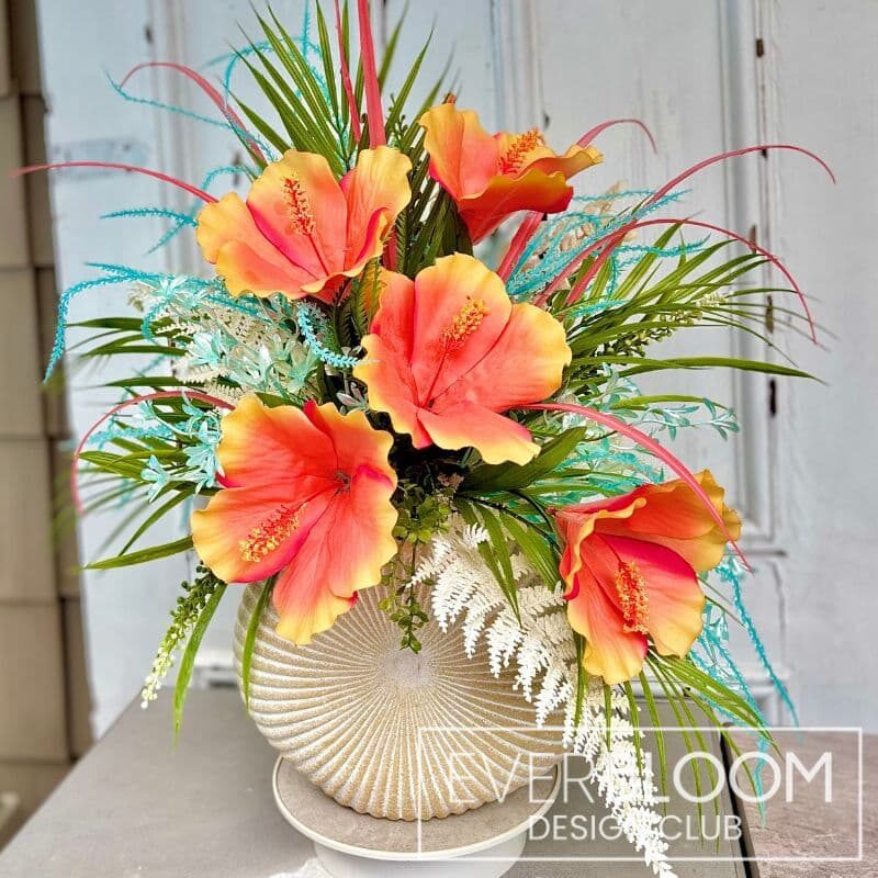 Everbloom - Seashell Hibiscus Tropical Arrangement