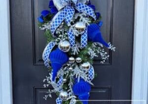 Everbloom - Silver & Blue Christmas Teardrop Swag