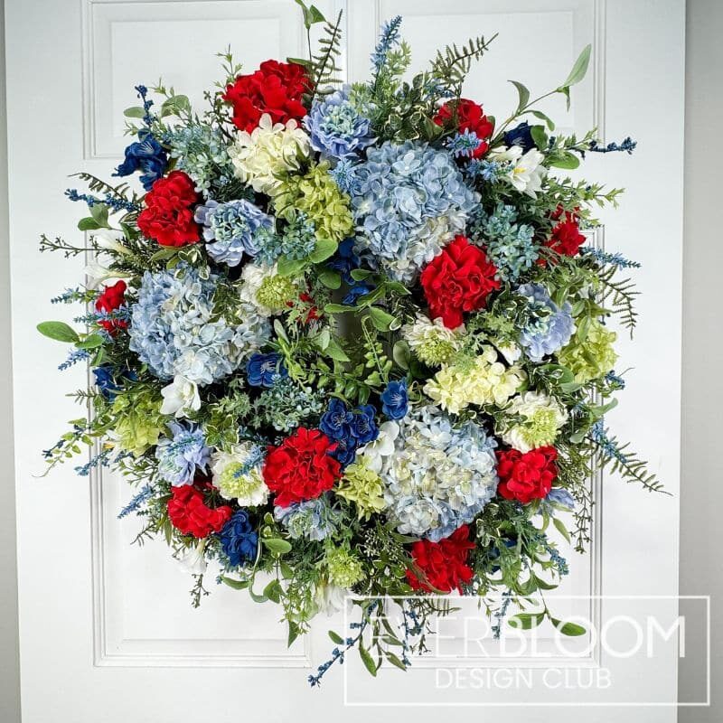 Everbloom - Southern Blue White Red Compact Patriotic Wreath