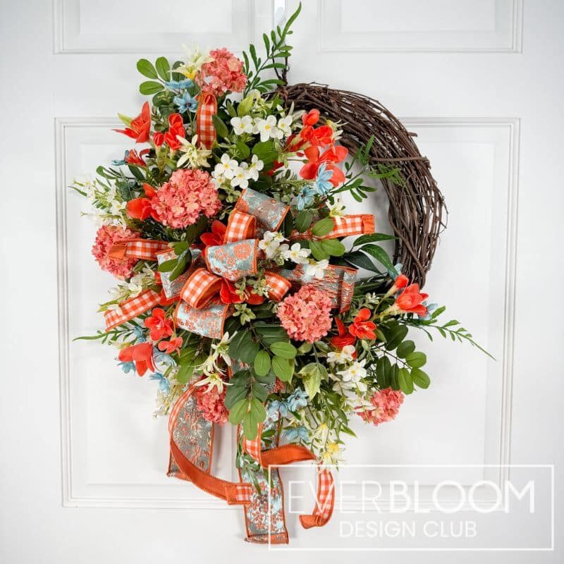 Everbloom - Split Complementary Snowball Hydrangea Wreath