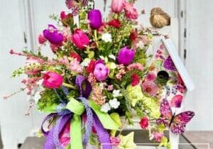 Everbloom - Spring Birdhouse Tulip Arrangement