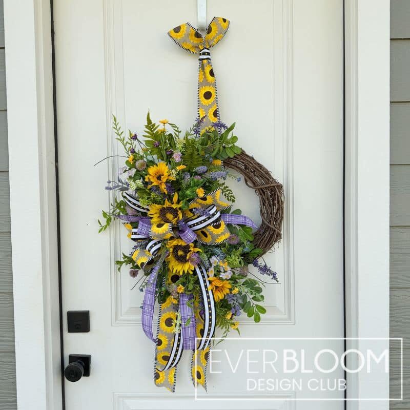 Everbloom - Summer Sunflower Crescent Wreath