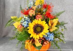 Everbloom - Sunflower Arrangement in Pumpkin Container