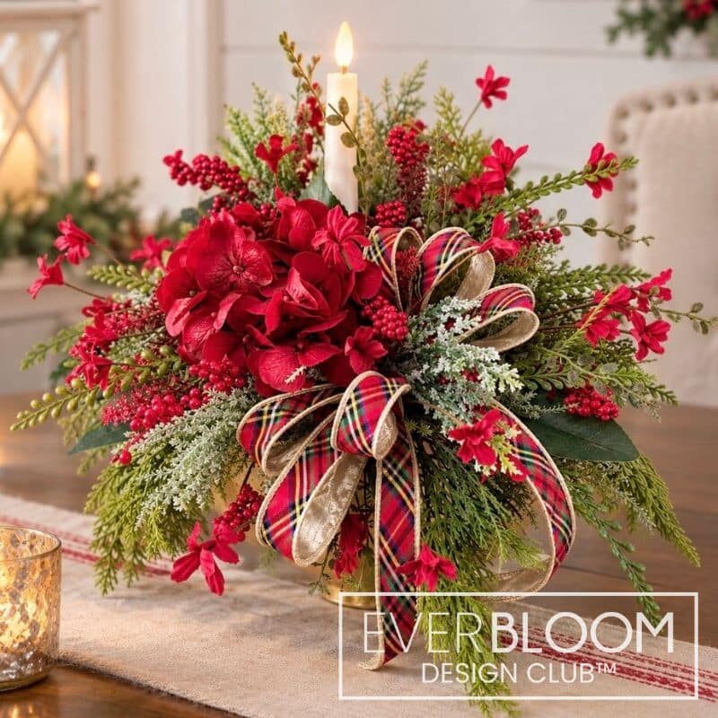 Everbloom - Traditional Christmas Arrangement with Bow