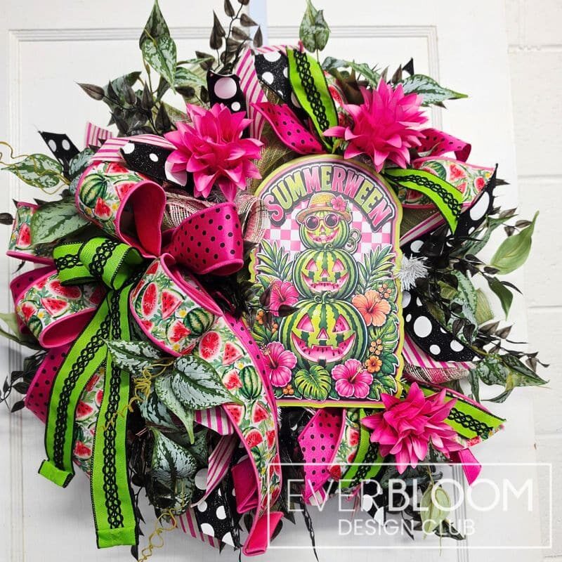 Everbloom - Watermelon Summerween Deco Mesh Wreath