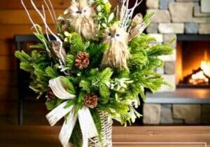 Everbloom - Winter Owl Basket Arrangement